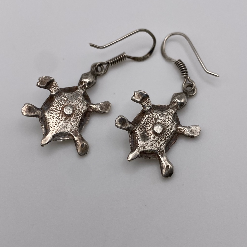 Sterling Silver 925 Turtle Dangle Earrings - Picture 4 of 6